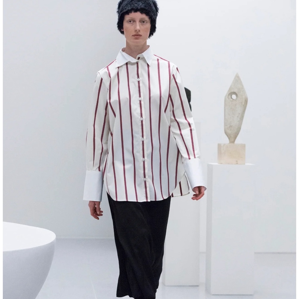 Totême 'sassa' stripe shirt, white & burgundy, XS